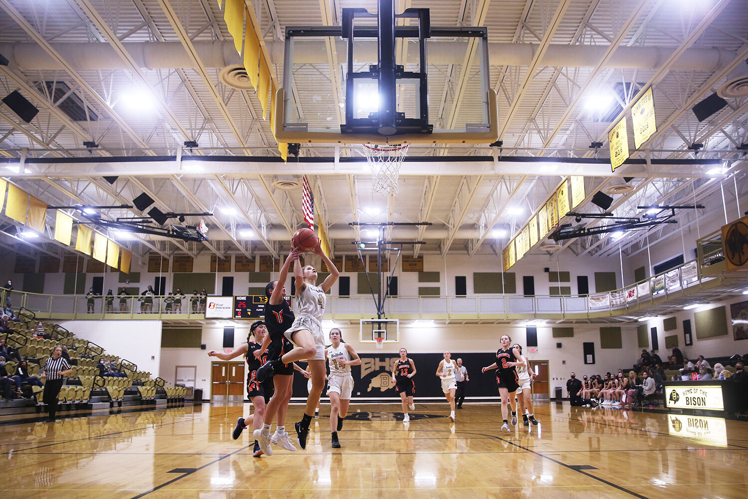 Lexi Rule scores a layup after a break away Buffalo steal